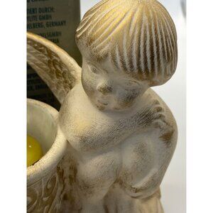 Vintage Angel Figurine With Gold-Tone Candle Holder By PartyLite